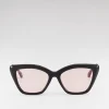 Women Braun Büffel Accessories | Eyewear>MELIA CAT-EYE FRAME ACETATE SUNGLASSES IN BLACK WITH LIGHT PINK LENS