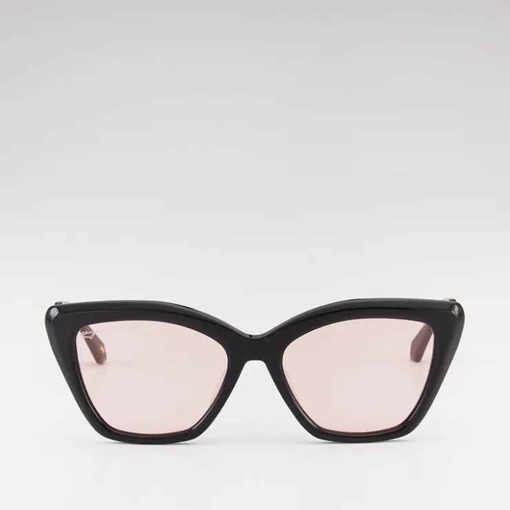 Women Braun Büffel Accessories | Eyewear>MELIA CAT-EYE FRAME ACETATE SUNGLASSES IN BLACK WITH LIGHT PINK LENS
