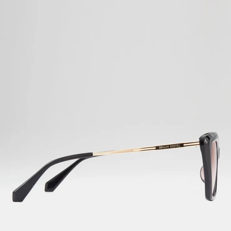 Women Braun Büffel Accessories | Eyewear>MELIA CAT-EYE FRAME ACETATE SUNGLASSES IN BLACK WITH LIGHT PINK LENS