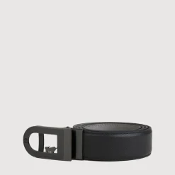 Braun Büffel Belt | Accessories>SAFFIANO LEATHER BELT WITH GUN IN SATIN FINISH IN STAINLESS STEEL AUTO BUCKLE