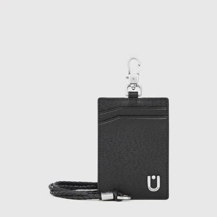 Braun Büffel Lanyards | Wallets & Small Leather Goods>SLATE WEAVED LANYARD WITH PASSHOLDER